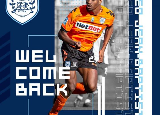 Φωτογραφία του Λέο Ζαν Μπατίστ με το καλωσόρισμα από τον ΠΑΣ Γιάννινα.